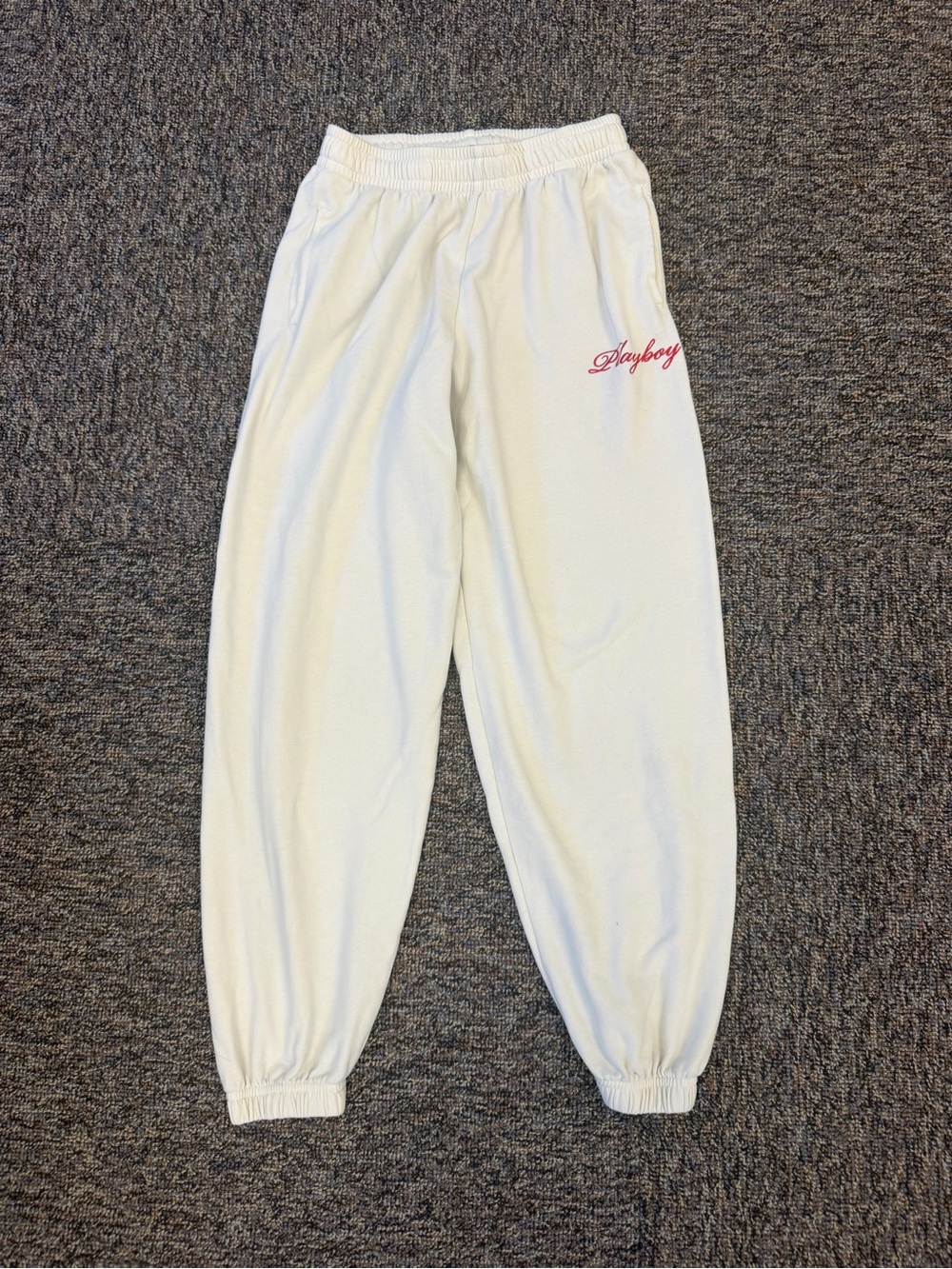 Playboy by Pacsun White Women’s Jogger Sweatpants with Red Logo Size XS